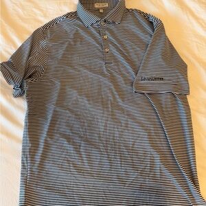 Peter Millar Navy and White Striped Polo